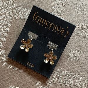 Francesca's Gold Flower Clip Earrings
